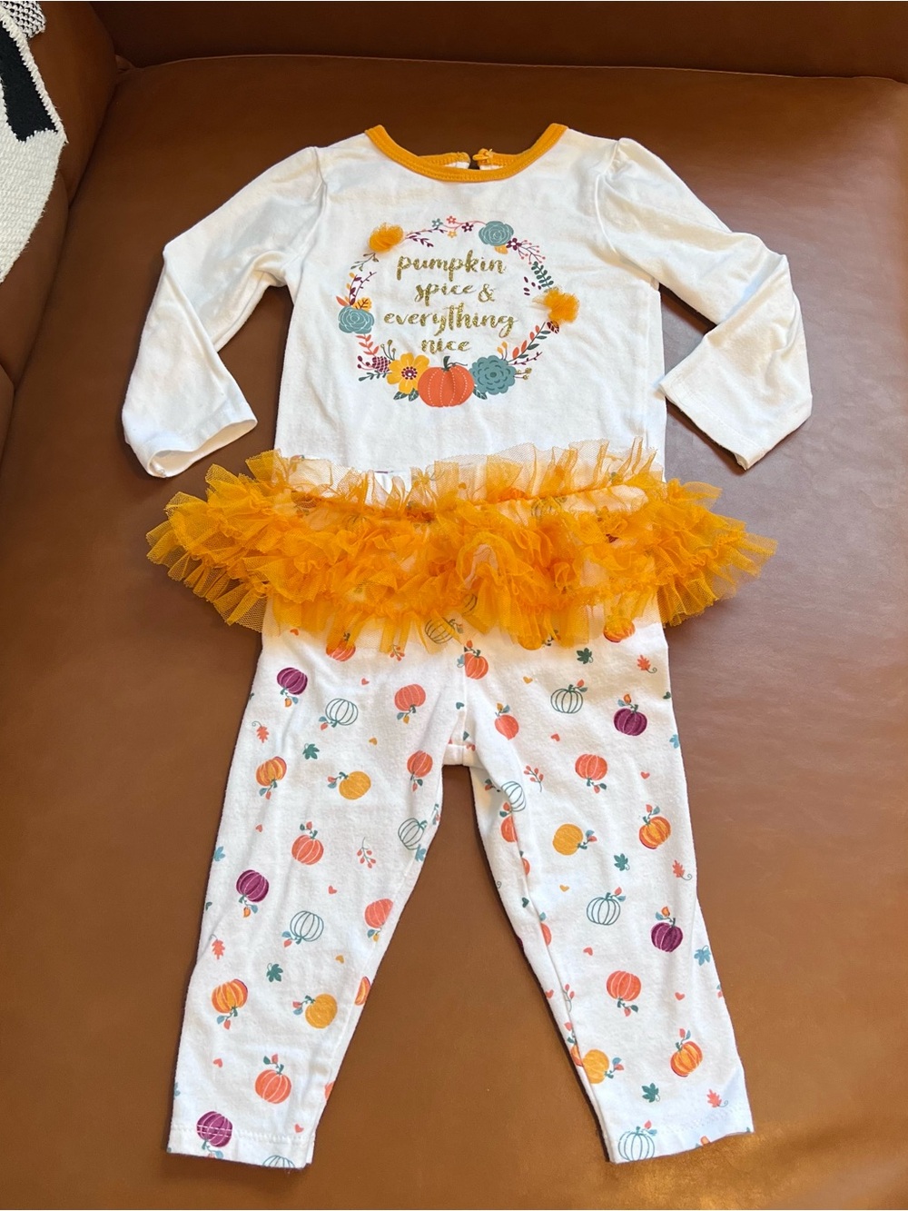 Koala Baby Pumpkin Spice Everything Nice Tutu Bodysuit Pants Outfit Set 6-9m